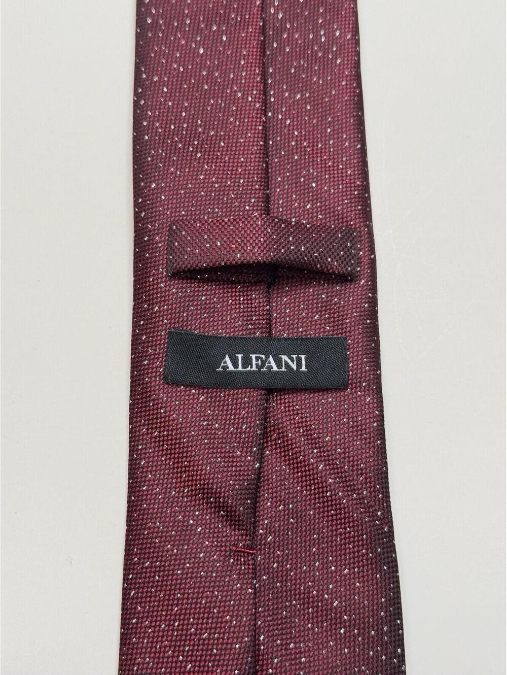 SOLD Alfani Men’s Maroon Tie With Metallic - Picture 3 of 4